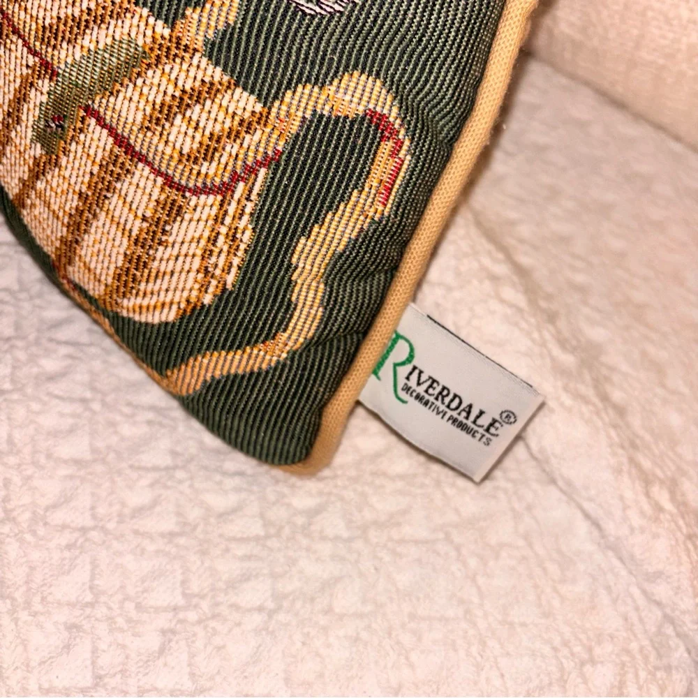 Vintage Riverdale fishing theme tapestry accent pillow early to bed early rise